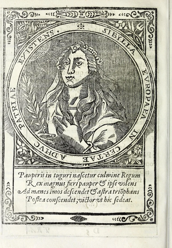 An illustration from Oraculos delas doçe sibilas, profetisas de Christo n[uest]ro Señor entre los gentiles, 1621, leaf 76