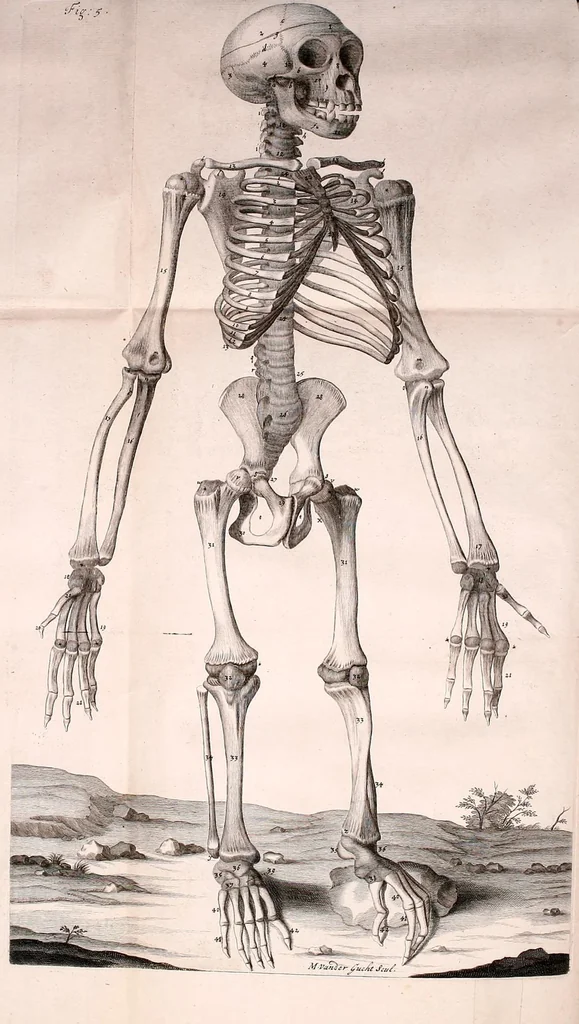 An illustration from Orang-outang, sive homo sylvestris: or, The anatomy of a pygmie compared with that of a monkey, an ape, and a man. To which is added, A philological essay concerning the pygmies, the cynocephali, the satyrs, and sphinges of the ancients. Wherein it will appear that they are all either apes or monkeys, and not men, as formerly pretended, 1699, leaf 138