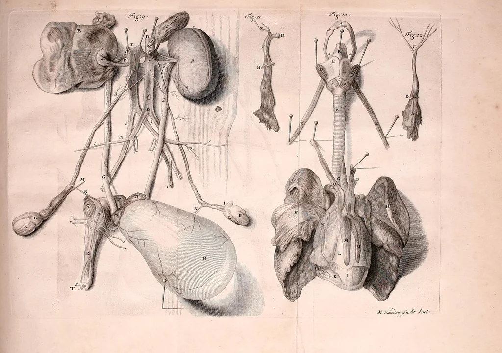 An illustration from Orang-outang, sive homo sylvestris: or, The anatomy of a pygmie compared with that of a monkey, an ape, and a man. To which is added, A philological essay concerning the pygmies, the cynocephali, the satyrs, and sphinges of the ancients. Wherein it will appear that they are all either apes or monkeys, and not men, as formerly pretended, 1699, leaf 151