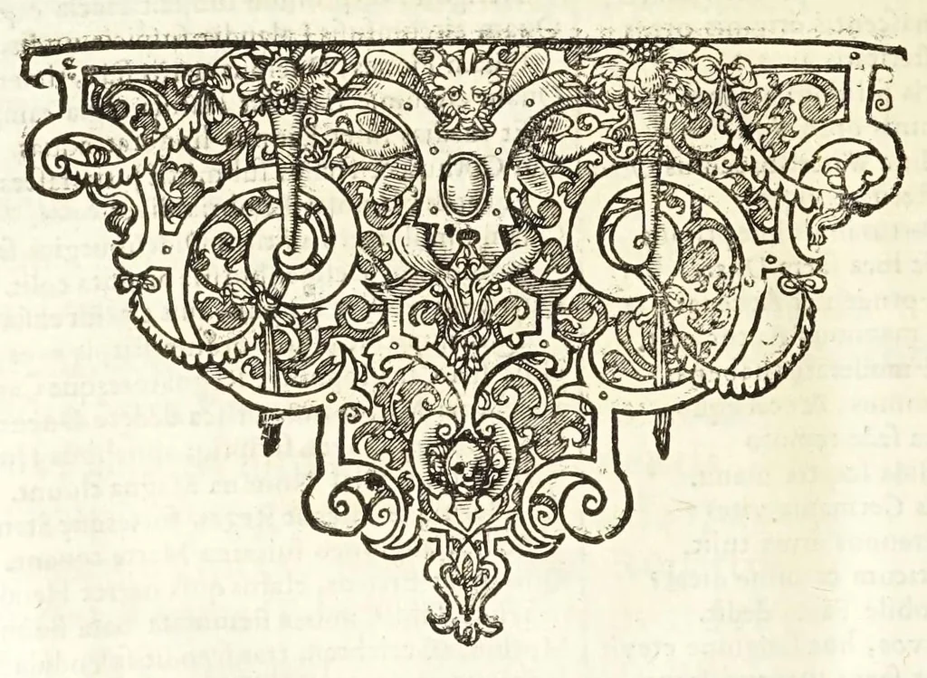 An illustration from Oratio inauguralis sacris augustissimarum nuptiarum solennibus serenissimi Principis ac Domini Dn. Caroli, D.G. Comitis Palatini ad Rhenum, electoralis dignitatis haeredis, ducis Bavariae et serenissimae Daniae et Novvegiae principis haeredis Wilhelminae Ernestinae, divi Friderici III. Daniae, Norwegiae, Gothorum Vandalorumque regis filiae, 1671, leaf 48