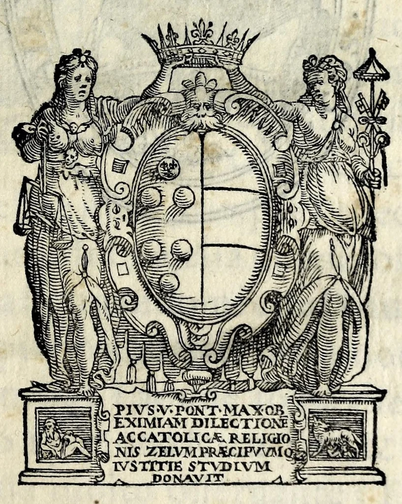 An illustration from Oratione fvnerale di M. Pietro Angelio da Barga, fatta nelle esseqvie del sereniss. Cosimo de Medici, gran duca di Toscana : recitata nel duomo di Pisa il di xiiij giugno MDLXXIIII e tradotta in lingva fiorentina, 1574, leaf 3