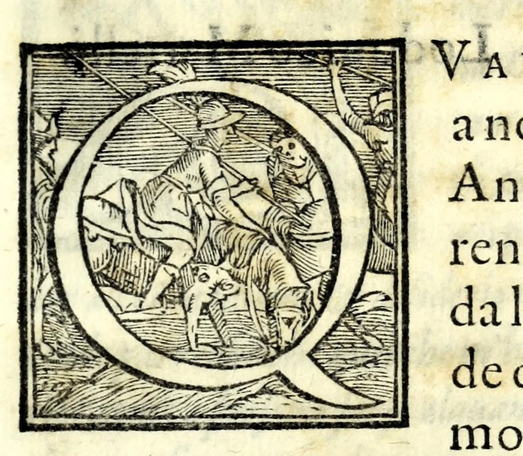 An illustration from Oratione fvnerale di M. Pietro Angelio da Barga, fatta nelle esseqvie del sereniss. Cosimo de Medici, gran duca di Toscana : recitata nel duomo di Pisa il di xiiij giugno MDLXXIIII e tradotta in lingva fiorentina, 1574, leaf 5