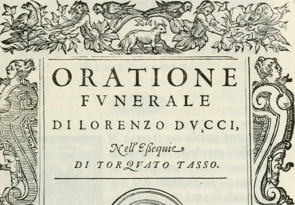 An illustration from Oratione fvnerale di Lorenzo Dvcci nell'essequie di Torqvato Tasso, 1600, leaf 2
