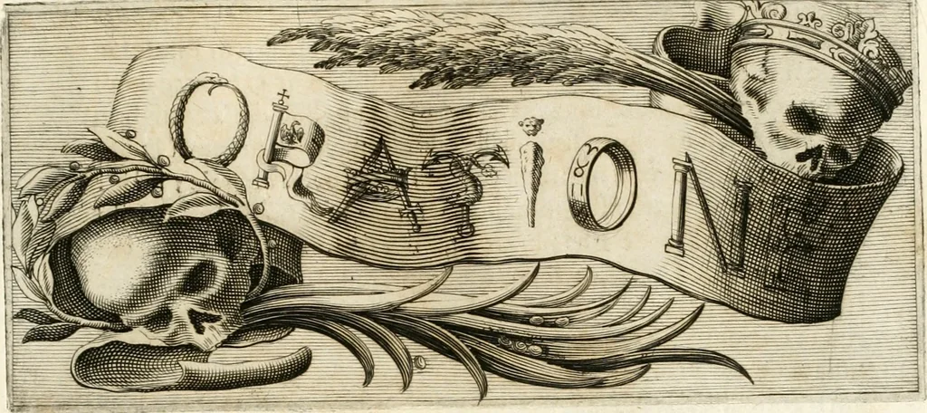 An illustration from Oratione fvnerale nelle solenni eseqvie di Alfonso IV. dvca di Modona e Reggio etc., à 16. di luglio l'anno MDCLXII. defunto : celebrate à 12. di giugno MDCLXIII. dall'Altezze serenisime di madama Lavra Sva consorte e del serenissimo dvca Francesco II. Svo figlio, 1663, leaf 22