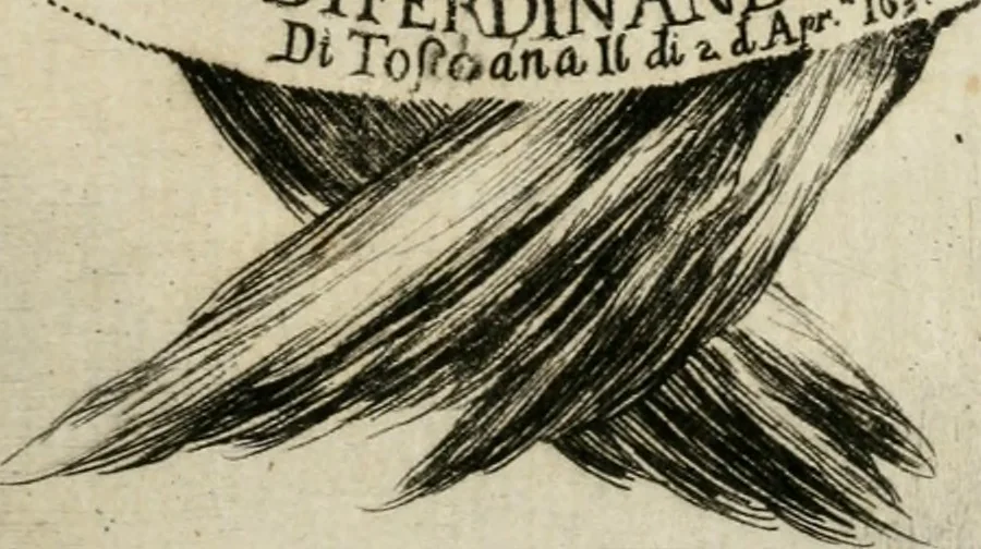 An illustration from Orazione di Piero Strozzi recitata da lui pubbli.te nella chiesa di S. Lorenzo nell' esequie celebrate alla Maesta Cesarea dell' imp.re Ferdinando II. dall' Alt.za Ser.ma di Ferdinando II gran duca di Toscana, il di 2 d' apr.le 1637, 1637, leaf 6