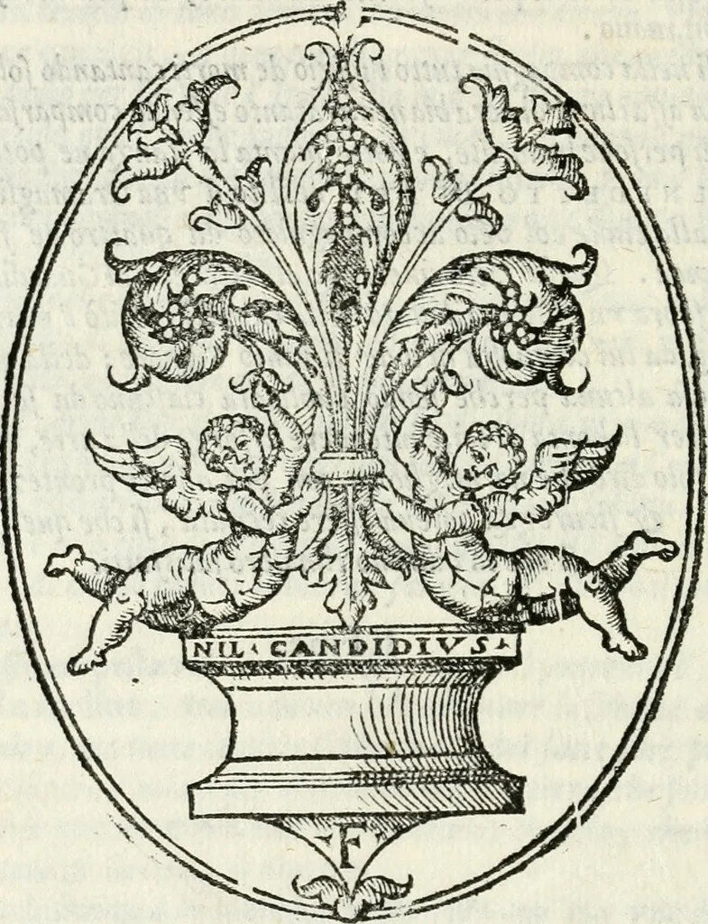 An illustration from Orazione fvnerale di Benedetto Betti : da lui publicamente recitata nelle esequie del sereniss. Cosimo Medici gran duca di Toscana : celebrate il dì 13. de giugnio 1574. nella Compagnia di S. Giouanni Vangelista : con la descrizione dell'apparato messa nel fine, 1574, leaf 33