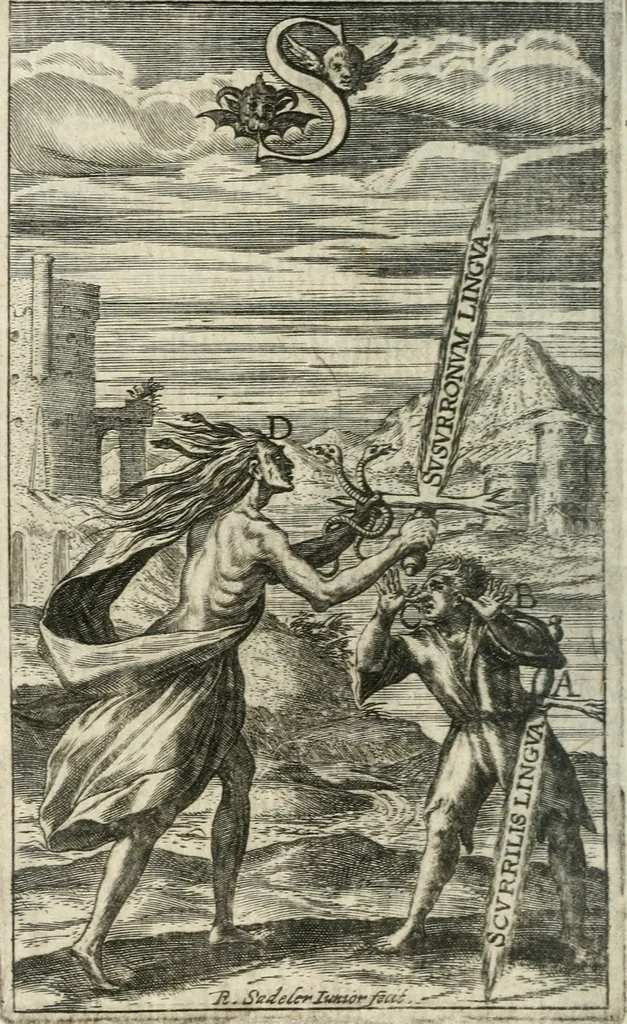 An illustration from Orbis phaethon : sive De universis vitiis linguae, 1629, leaf 383