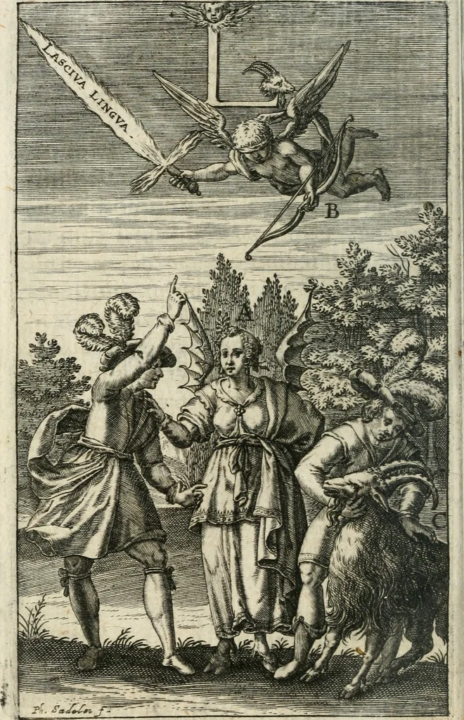 An illustration from Orbis phaethon : sive De universis vitiis linguae, 1629, leaf 61