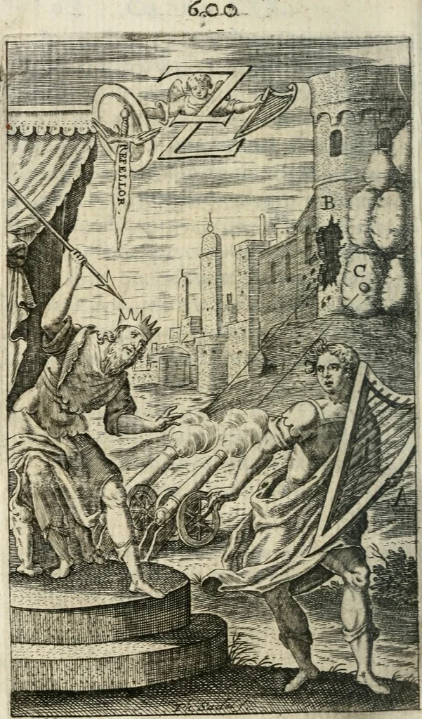 An illustration from Orbis phaethon : sive De universis vitiis linguae, 1629, leaf 723