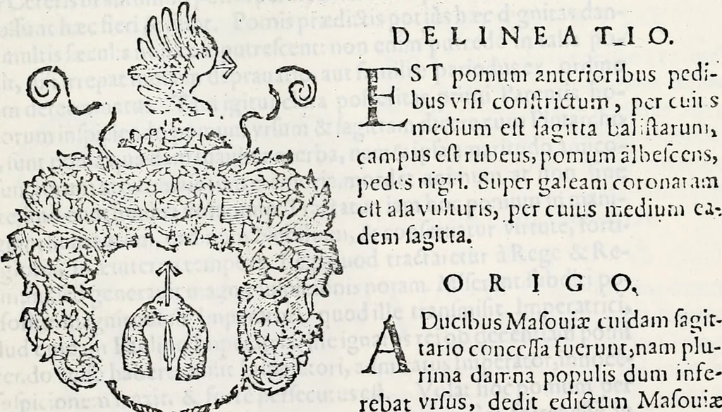 An illustration from Orbis Polonvs, splendoribus caeli: Triumphis mundi: pulchritudine animantium: decore aquatilium: naturae excellentia reptilium, condecoratvs. In qvo antiqva Sarmatarvm gentilitia, pervetvstae nobilitatis polonae insignia, vetera & noua indigenatus meritorum praemia & arma, specificantur & relucent. Nunc primum, vt Latinitati consecratus, ita claritate & veritate perspicuus, 1641, leaf 1024