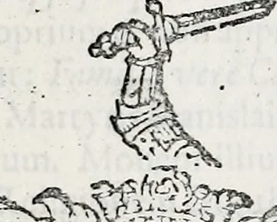 An illustration from Orbis Polonvs, splendoribus caeli: Triumphis mundi: pulchritudine animantium: decore aquatilium: naturae excellentia reptilium, condecoratvs. In qvo antiqva Sarmatarvm gentilitia, pervetvstae nobilitatis polonae insignia, vetera & noua indigenatus meritorum praemia & arma, specificantur & relucent. Nunc primum, vt Latinitati consecratus, ita claritate & veritate perspicuus, 1641, leaf 1110