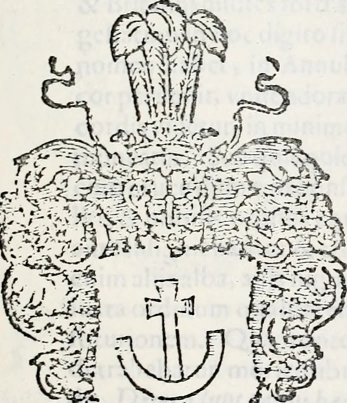 An illustration from Orbis Polonvs, splendoribus caeli: Triumphis mundi: pulchritudine animantium: decore aquatilium: naturae excellentia reptilium, condecoratvs. In qvo antiqva Sarmatarvm gentilitia, pervetvstae nobilitatis polonae insignia, vetera & noua indigenatus meritorum praemia & arma, specificantur & relucent. Nunc primum, vt Latinitati consecratus, ita claritate & veritate perspicuus, 1641, leaf 1202
