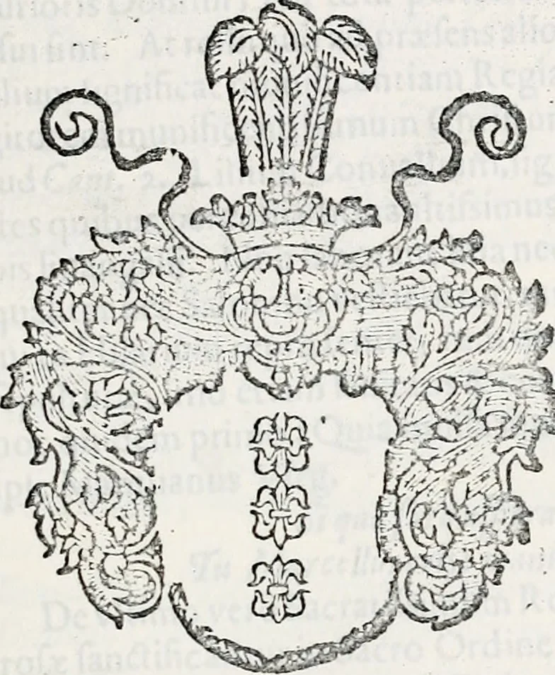 An illustration from Orbis Polonvs, splendoribus caeli: Triumphis mundi: pulchritudine animantium: decore aquatilium: naturae excellentia reptilium, condecoratvs. In qvo antiqva Sarmatarvm gentilitia, pervetvstae nobilitatis polonae insignia, vetera & noua indigenatus meritorum praemia & arma, specificantur & relucent. Nunc primum, vt Latinitati consecratus, ita claritate & veritate perspicuus, 1641, leaf 134