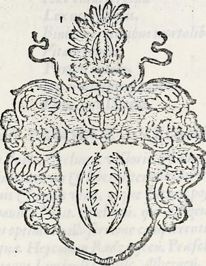 An illustration from Orbis Polonvs, splendoribus caeli: Triumphis mundi: pulchritudine animantium: decore aquatilium: naturae excellentia reptilium, condecoratvs. In qvo antiqva Sarmatarvm gentilitia, pervetvstae nobilitatis polonae insignia, vetera & noua indigenatus meritorum praemia & arma, specificantur & relucent. Nunc primum, vt Latinitati consecratus, ita claritate & veritate perspicuus, 1641, leaf 456