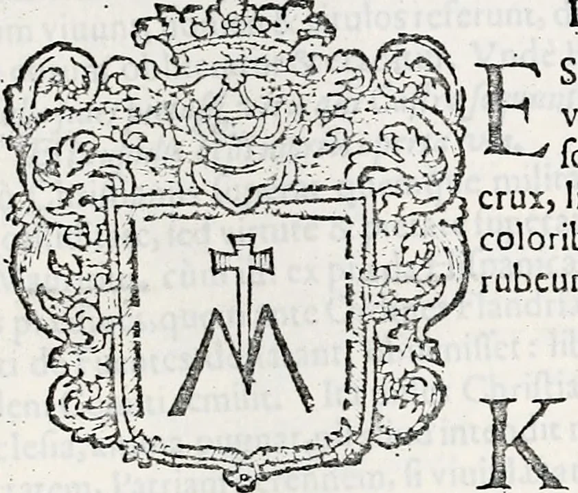 An illustration from Orbis Polonvs, splendoribus caeli: Triumphis mundi: pulchritudine animantium: decore aquatilium: naturae excellentia reptilium, condecoratvs. In qvo antiqva Sarmatarvm gentilitia, pervetvstae nobilitatis polonae insignia, vetera & noua indigenatus meritorum praemia & arma, specificantur & relucent. Nunc primum, vt Latinitati consecratus, ita claritate & veritate perspicuus, 1641, leaf 472