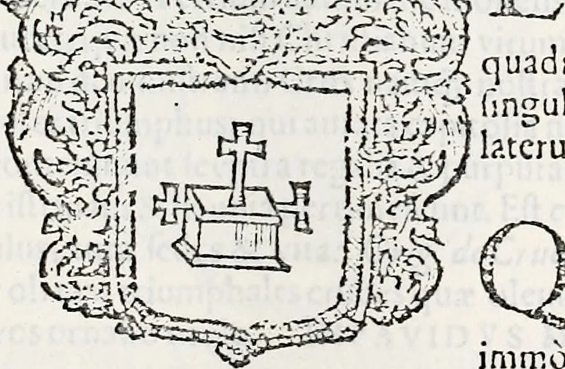 An illustration from Orbis Polonvs, splendoribus caeli: Triumphis mundi: pulchritudine animantium: decore aquatilium: naturae excellentia reptilium, condecoratvs. In qvo antiqva Sarmatarvm gentilitia, pervetvstae nobilitatis polonae insignia, vetera & noua indigenatus meritorum praemia & arma, specificantur & relucent. Nunc primum, vt Latinitati consecratus, ita claritate & veritate perspicuus, 1641, leaf 500
