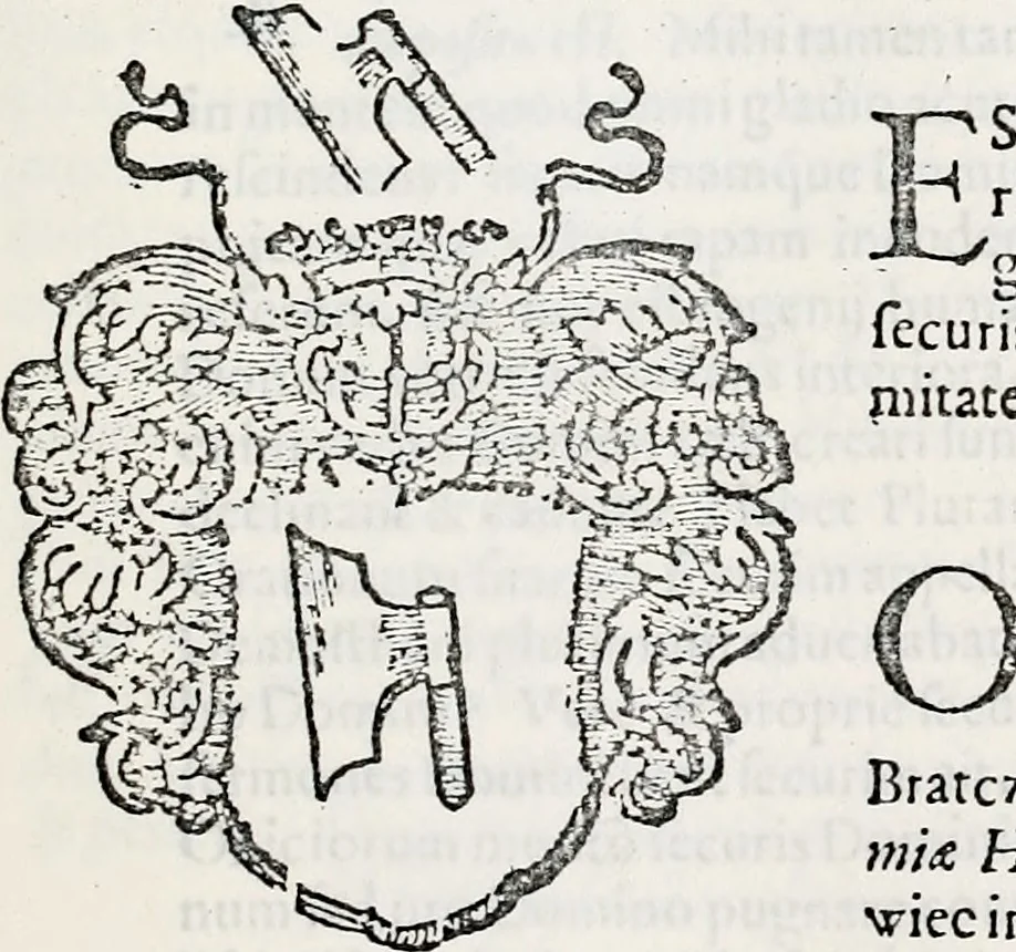 An illustration from Orbis Polonvs, splendoribus caeli: Triumphis mundi: pulchritudine animantium: decore aquatilium: naturae excellentia reptilium, condecoratvs. In qvo antiqva Sarmatarvm gentilitia, pervetvstae nobilitatis polonae insignia, vetera & noua indigenatus meritorum praemia & arma, specificantur & relucent. Nunc primum, vt Latinitati consecratus, ita claritate & veritate perspicuus, 1641, leaf 706