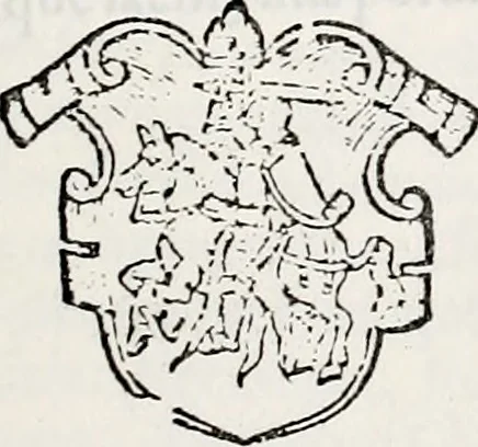 An illustration from Orbis Polonvs, splendoribus caeli: Triumphis mundi: pulchritudine animantium: decore aquatilium: naturae excellentia reptilium, condecoratvs. In qvo antiqva Sarmatarvm gentilitia, pervetvstae nobilitatis polonae insignia, vetera & noua indigenatus meritorum praemia & arma, specificantur & relucent. Nunc primum, vt Latinitati consecratus, ita claritate & veritate perspicuus, 1641, leaf 724
