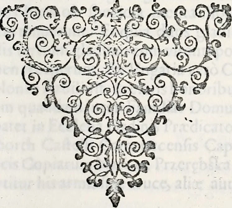 An illustration from Orbis Polonvs, splendoribus caeli: Triumphis mundi: pulchritudine animantium: decore aquatilium: naturae excellentia reptilium, condecoratvs. In qvo antiqva Sarmatarvm gentilitia, pervetvstae nobilitatis polonae insignia, vetera & noua indigenatus meritorum praemia & arma, specificantur & relucent. Nunc primum, vt Latinitati consecratus, ita claritate & veritate perspicuus, 1641, leaf 800