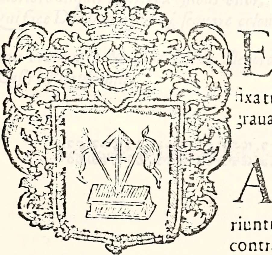 An illustration from Orbis Polonvs, splendoribus caeli: Triumphis mundi: pulchritudine animantium: decore aquatilium: naturae excellentia reptilium, condecoratvs. In qvo antiqva Sarmatarvm gentilitia, pervetvstae nobilitatis polonae insignia, vetera & noua indigenatus meritorum praemia & arma, specificantur & relucent. Nunc primum, vt Latinitati consecratus, ita claritate & veritate perspicuus, 1641, leaf 274