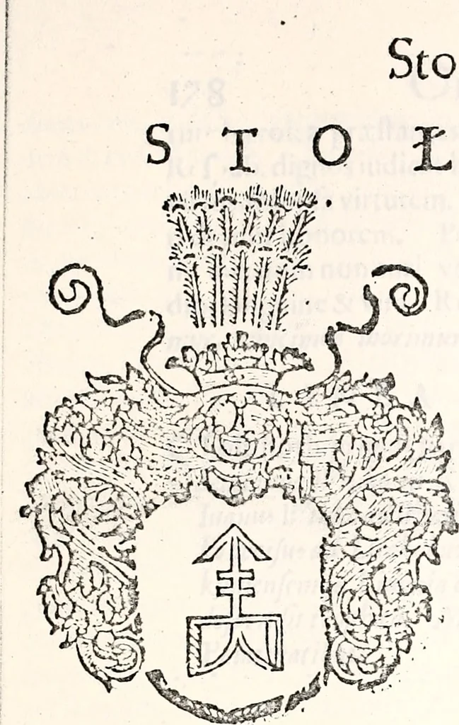An illustration from Orbis Polonvs, splendoribus caeli: Triumphis mundi: pulchritudine animantium: decore aquatilium: naturae excellentia reptilium, condecoratvs. In qvo antiqva Sarmatarvm gentilitia, pervetvstae nobilitatis polonae insignia, vetera & noua indigenatus meritorum praemia & arma, specificantur & relucent. Nunc primum, vt Latinitati consecratus, ita claritate & veritate perspicuus, 1641, leaf 372