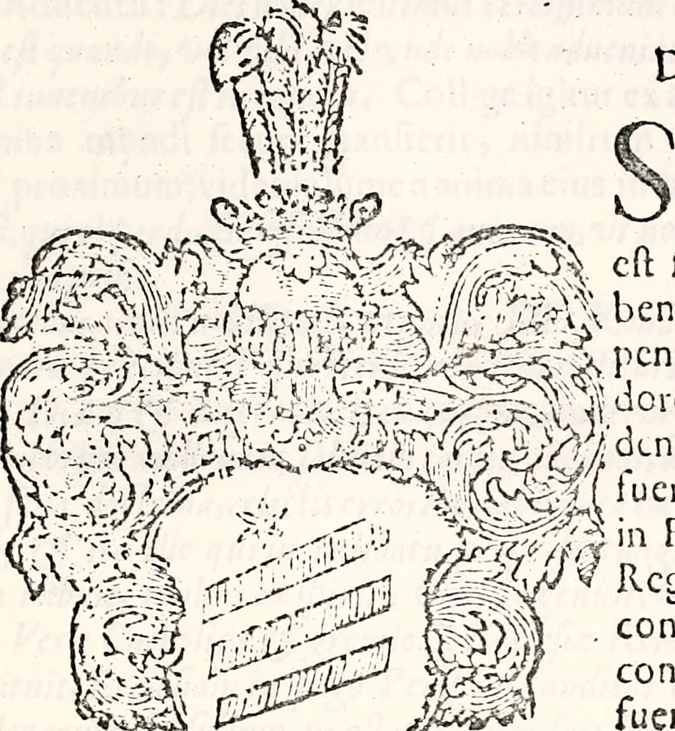 An illustration from Orbis Polonvs, splendoribus caeli: Triumphis mundi: pulchritudine animantium: decore aquatilium: naturae excellentia reptilium, condecoratvs. In qvo antiqva Sarmatarvm gentilitia, pervetvstae nobilitatis polonae insignia, vetera & noua indigenatus meritorum praemia & arma, specificantur & relucent. Nunc primum, vt Latinitati consecratus, ita claritate & veritate perspicuus, 1641, leaf 530