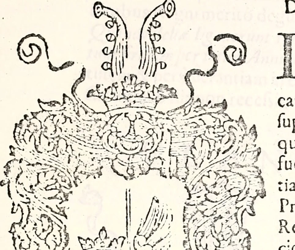 An illustration from Orbis Polonvs, splendoribus caeli: Triumphis mundi: pulchritudine animantium: decore aquatilium: naturae excellentia reptilium, condecoratvs. In qvo antiqva Sarmatarvm gentilitia, pervetvstae nobilitatis polonae insignia, vetera & noua indigenatus meritorum praemia & arma, specificantur & relucent. Nunc primum, vt Latinitati consecratus, ita claritate & veritate perspicuus, 1641, leaf 556