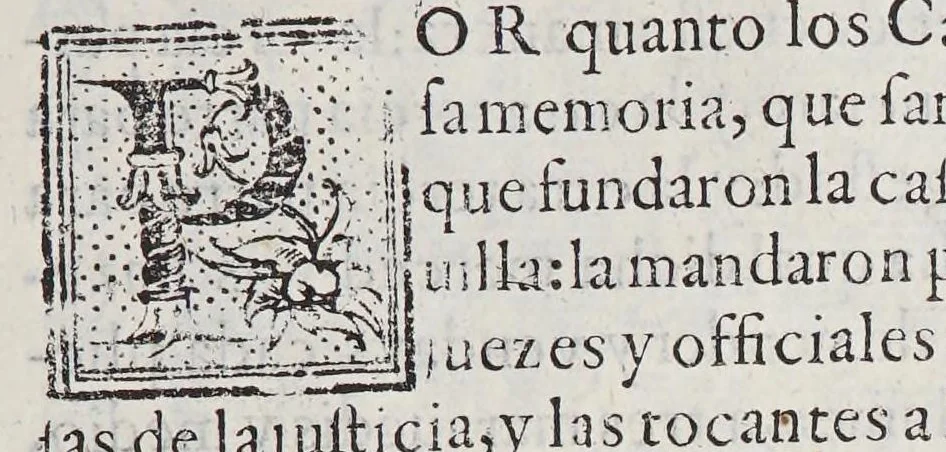 An illustration from Ordenanças reales, para la Casa de la Contratacion de Seuilla, y para otras cosas de las Indias. Y de la nauegacion y contractacion dellas, 1585, leaf 9