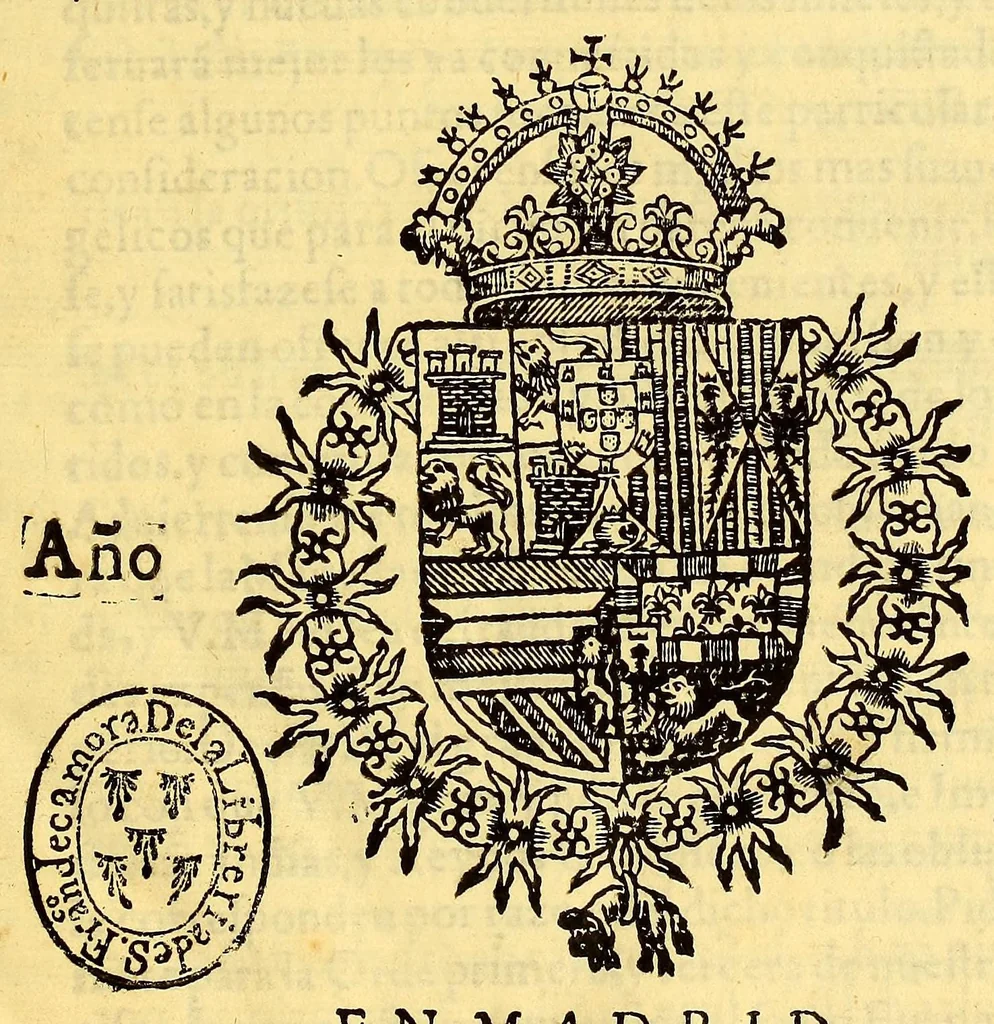 An illustration from Ordenancas que el señor Marques de Cañete visorey, de estos reynos del Piru mando hazer para el remedio de los excessos, que los corregidores de naturales hazen entratar, y contratar con los indios, : y daños, y agrauios, que de esto reciben. Con otras cosas enderecadas al bien y conseruacion de los dichos indios, 1594, leaf 7