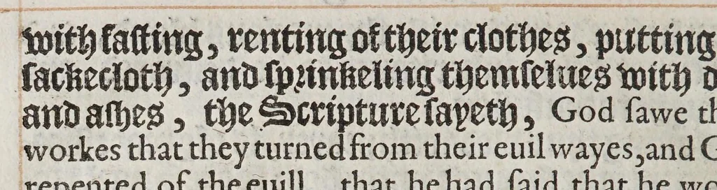 An illustration from An order for publike prayers to be vsed on Wednesdayes and Frydayes in euery parish church within the province of Canterburie, conuenient for this present time:: set forth by authoritie., 1586, leaf 34