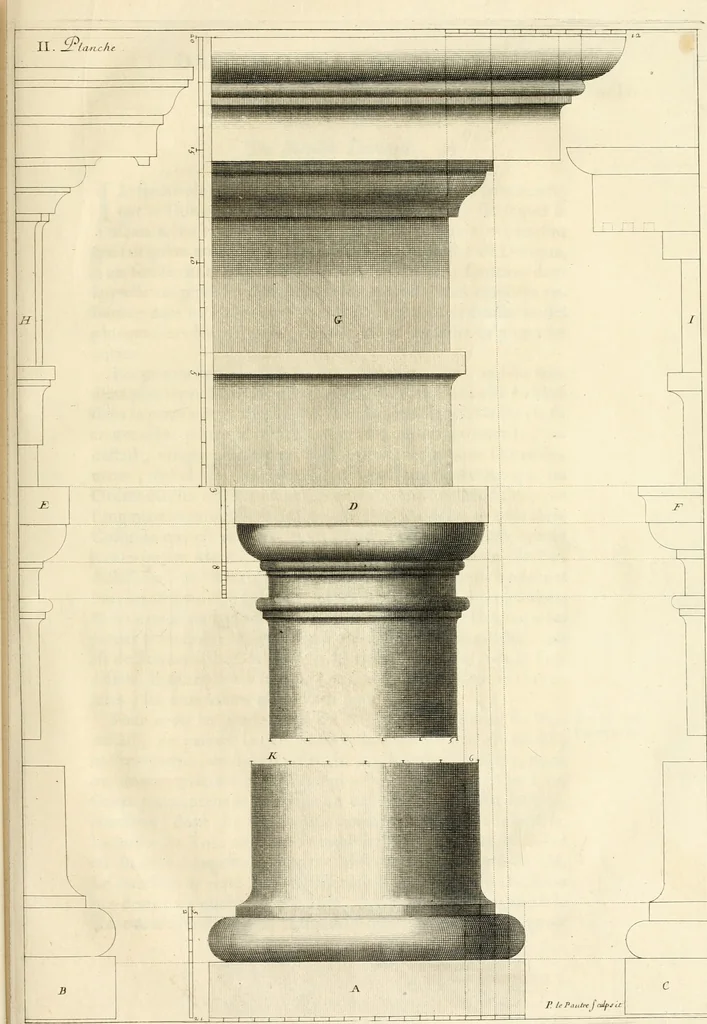 An illustration from Ordonnance des cinq especes de colonnes selon la methode des anciens, 1683, leaf 84