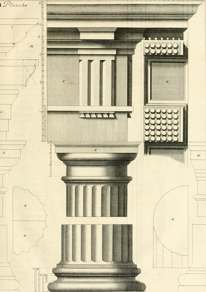 An illustration from Ordonnance des cinq especes de colonnes selon la methode des anciens, 1683, leaf 98