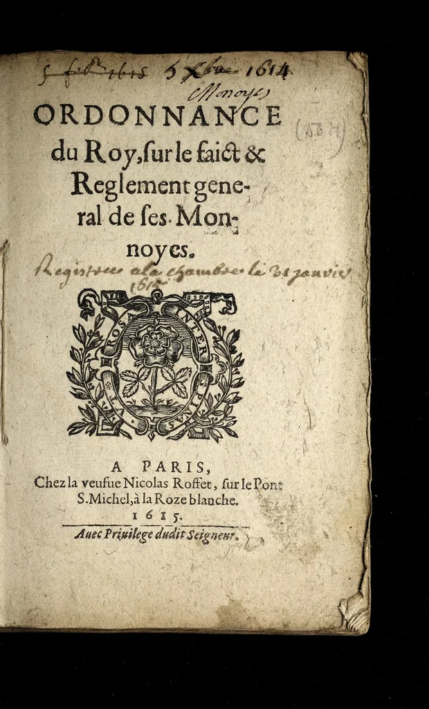 An illustration from Ordonnance du Roy, sur le faict & reglement general de ses monnoyes., 1615, leaf 1