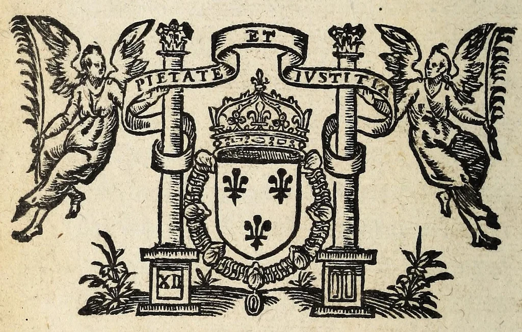 An illustration from Ordonnance generalle faicte par le Roy, pour la police & reglement de la suitte de sa Court, publiée à Villiers-Costerez à son de trompe & cry public, le trentiesme & penultiesme iour de Decembre, mille cinq cens soixante & dix., 1571, leaf 40