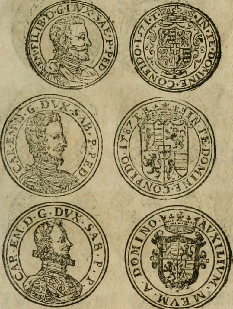 An illustration from Ordonnancie ende instructie naer de welcke voort-aen hen moeten reguleren die ghesworen wisselaers ofte collecteurs vande goude ende silvere penningen, wesende verboden, gheschroyt, te licht oft te seer versleten, ende oversulex verclaert ende ghehouden voor billoen, daer toe geoommitteert om de selve te leveren inde munten van Sijne Majesteyt, ende al daer bekeert te worden in penninghen van hunnen slaghe, 1633, leaf 100