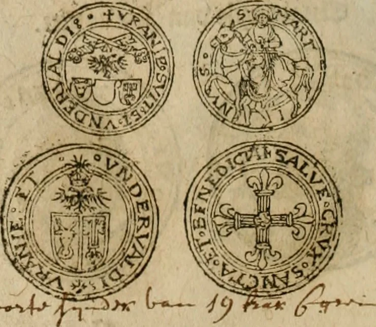 An illustration from Ordonnancie ende instructie naer de welcke voort-aen hen moeten reguleren die ghesworen wisselaers ofte collecteurs vande goude ende silvere penningen, wesende verboden, gheschroyt, te licht oft te seer versleten, ende oversulex verclaert ende ghehouden voor billoen, daer toe geoommitteert om de selve te leveren inde munten van Sijne Majesteyt, ende al daer bekeert te worden in penninghen van hunnen slaghe, 1633, leaf 101