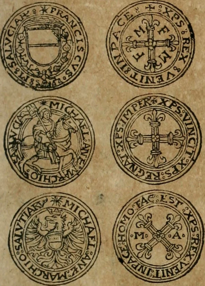 An illustration from Ordonnancie ende instructie naer de welcke voort-aen hen moeten reguleren die ghesworen wisselaers ofte collecteurs vande goude ende silvere penningen, wesende verboden, gheschroyt, te licht oft te seer versleten, ende oversulex verclaert ende ghehouden voor billoen, daer toe geoommitteert om de selve te leveren inde munten van Sijne Majesteyt, ende al daer bekeert te worden in penninghen van hunnen slaghe, 1633, leaf 104