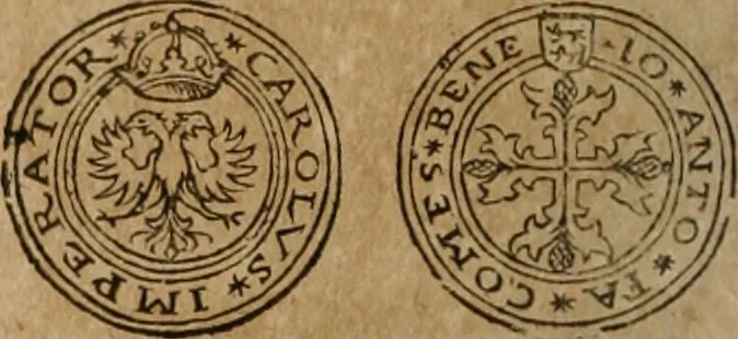 An illustration from Ordonnancie ende instructie naer de welcke voort-aen hen moeten reguleren die ghesworen wisselaers ofte collecteurs vande goude ende silvere penningen, wesende verboden, gheschroyt, te licht oft te seer versleten, ende oversulex verclaert ende ghehouden voor billoen, daer toe geoommitteert om de selve te leveren inde munten van Sijne Majesteyt, ende al daer bekeert te worden in penninghen van hunnen slaghe, 1633, leaf 105