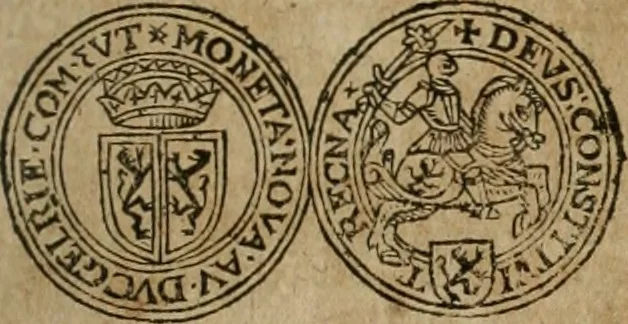An illustration from Ordonnancie ende instructie naer de welcke voort-aen hen moeten reguleren die ghesworen wisselaers ofte collecteurs vande goude ende silvere penningen, wesende verboden, gheschroyt, te licht oft te seer versleten, ende oversulex verclaert ende ghehouden voor billoen, daer toe geoommitteert om de selve te leveren inde munten van Sijne Majesteyt, ende al daer bekeert te worden in penninghen van hunnen slaghe, 1633, leaf 106