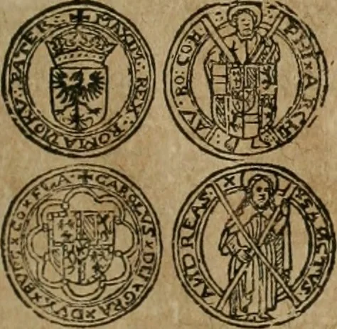 An illustration from Ordonnancie ende instructie naer de welcke voort-aen hen moeten reguleren die ghesworen wisselaers ofte collecteurs vande goude ende silvere penningen, wesende verboden, gheschroyt, te licht oft te seer versleten, ende oversulex verclaert ende ghehouden voor billoen, daer toe geoommitteert om de selve te leveren inde munten van Sijne Majesteyt, ende al daer bekeert te worden in penninghen van hunnen slaghe, 1633, leaf 110
