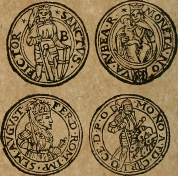 An illustration from Ordonnancie ende instructie naer de welcke voort-aen hen moeten reguleren die ghesworen wisselaers ofte collecteurs vande goude ende silvere penningen, wesende verboden, gheschroyt, te licht oft te seer versleten, ende oversulex verclaert ende ghehouden voor billoen, daer toe geoommitteert om de selve te leveren inde munten van Sijne Majesteyt, ende al daer bekeert te worden in penninghen van hunnen slaghe, 1633, leaf 111