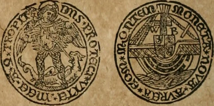 An illustration from Ordonnancie ende instructie naer de welcke voort-aen hen moeten reguleren die ghesworen wisselaers ofte collecteurs vande goude ende silvere penningen, wesende verboden, gheschroyt, te licht oft te seer versleten, ende oversulex verclaert ende ghehouden voor billoen, daer toe geoommitteert om de selve te leveren inde munten van Sijne Majesteyt, ende al daer bekeert te worden in penninghen van hunnen slaghe, 1633, leaf 111