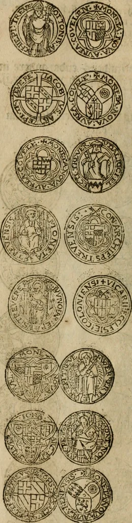 An illustration from Ordonnancie ende instructie naer de welcke voort-aen hen moeten reguleren die ghesworen wisselaers ofte collecteurs vande goude ende silvere penningen, wesende verboden, gheschroyt, te licht oft te seer versleten, ende oversulex verclaert ende ghehouden voor billoen, daer toe geoommitteert om de selve te leveren inde munten van Sijne Majesteyt, ende al daer bekeert te worden in penninghen van hunnen slaghe, 1633, leaf 113