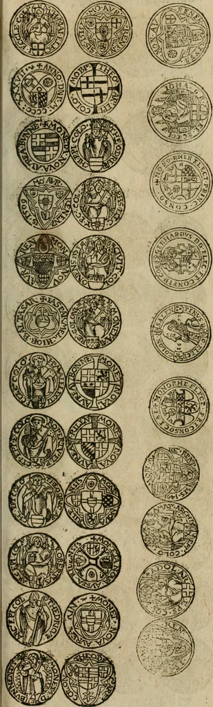An illustration from Ordonnancie ende instructie naer de welcke voort-aen hen moeten reguleren die ghesworen wisselaers ofte collecteurs vande goude ende silvere penningen, wesende verboden, gheschroyt, te licht oft te seer versleten, ende oversulex verclaert ende ghehouden voor billoen, daer toe geoommitteert om de selve te leveren inde munten van Sijne Majesteyt, ende al daer bekeert te worden in penninghen van hunnen slaghe, 1633, leaf 114
