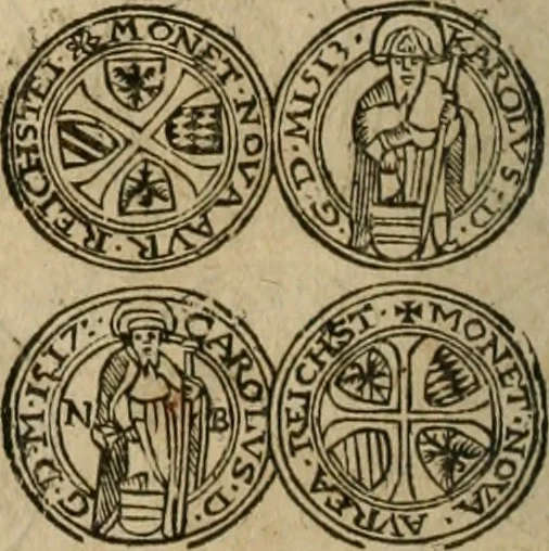An illustration from Ordonnancie ende instructie naer de welcke voort-aen hen moeten reguleren die ghesworen wisselaers ofte collecteurs vande goude ende silvere penningen, wesende verboden, gheschroyt, te licht oft te seer versleten, ende oversulex verclaert ende ghehouden voor billoen, daer toe geoommitteert om de selve te leveren inde munten van Sijne Majesteyt, ende al daer bekeert te worden in penninghen van hunnen slaghe, 1633, leaf 119
