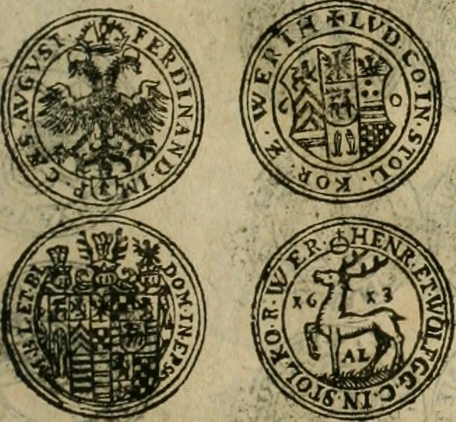 An illustration from Ordonnancie ende instructie naer de welcke voort-aen hen moeten reguleren die ghesworen wisselaers ofte collecteurs vande goude ende silvere penningen, wesende verboden, gheschroyt, te licht oft te seer versleten, ende oversulex verclaert ende ghehouden voor billoen, daer toe geoommitteert om de selve te leveren inde munten van Sijne Majesteyt, ende al daer bekeert te worden in penninghen van hunnen slaghe, 1633, leaf 120