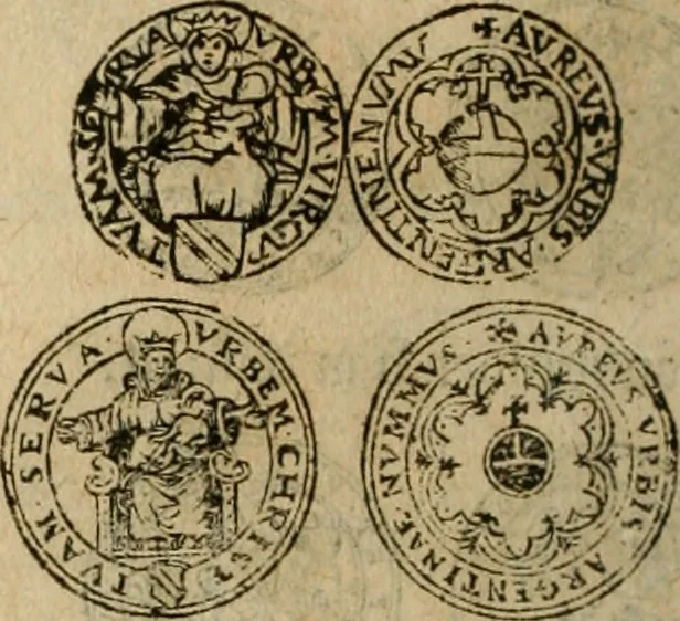 An illustration from Ordonnancie ende instructie naer de welcke voort-aen hen moeten reguleren die ghesworen wisselaers ofte collecteurs vande goude ende silvere penningen, wesende verboden, gheschroyt, te licht oft te seer versleten, ende oversulex verclaert ende ghehouden voor billoen, daer toe geoommitteert om de selve te leveren inde munten van Sijne Majesteyt, ende al daer bekeert te worden in penninghen van hunnen slaghe, 1633, leaf 121