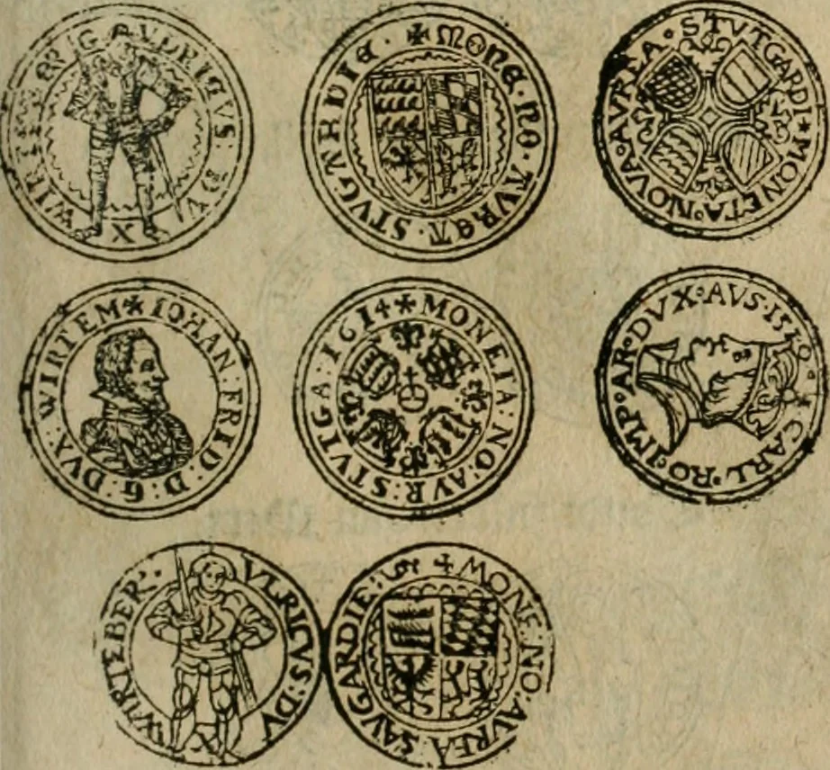 An illustration from Ordonnancie ende instructie naer de welcke voort-aen hen moeten reguleren die ghesworen wisselaers ofte collecteurs vande goude ende silvere penningen, wesende verboden, gheschroyt, te licht oft te seer versleten, ende oversulex verclaert ende ghehouden voor billoen, daer toe geoommitteert om de selve te leveren inde munten van Sijne Majesteyt, ende al daer bekeert te worden in penninghen van hunnen slaghe, 1633, leaf 122