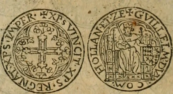 An illustration from Ordonnancie ende instructie naer de welcke voort-aen hen moeten reguleren die ghesworen wisselaers ofte collecteurs vande goude ende silvere penningen, wesende verboden, gheschroyt, te licht oft te seer versleten, ende oversulex verclaert ende ghehouden voor billoen, daer toe geoommitteert om de selve te leveren inde munten van Sijne Majesteyt, ende al daer bekeert te worden in penninghen van hunnen slaghe, 1633, leaf 129