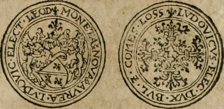 An illustration from Ordonnancie ende instructie naer de welcke voort-aen hen moeten reguleren die ghesworen wisselaers ofte collecteurs vande goude ende silvere penningen, wesende verboden, gheschroyt, te licht oft te seer versleten, ende oversulex verclaert ende ghehouden voor billoen, daer toe geoommitteert om de selve te leveren inde munten van Sijne Majesteyt, ende al daer bekeert te worden in penninghen van hunnen slaghe, 1633, leaf 134